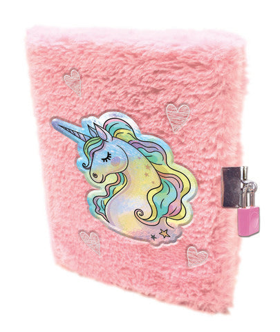 Suntoy Anteckningsbok A5 Plysch med lås Unicorn