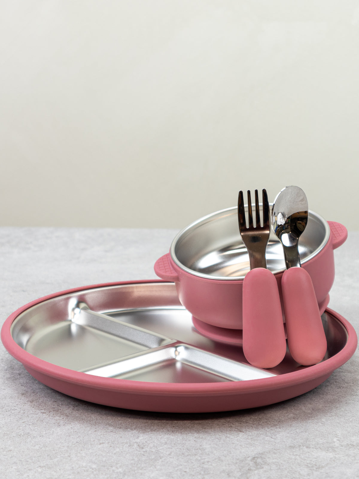 Lily & Lo Matset med sektionstallrik, skål & bestick Blush