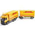 Emek Scania Transportbil med gult DHL-släp 1:25