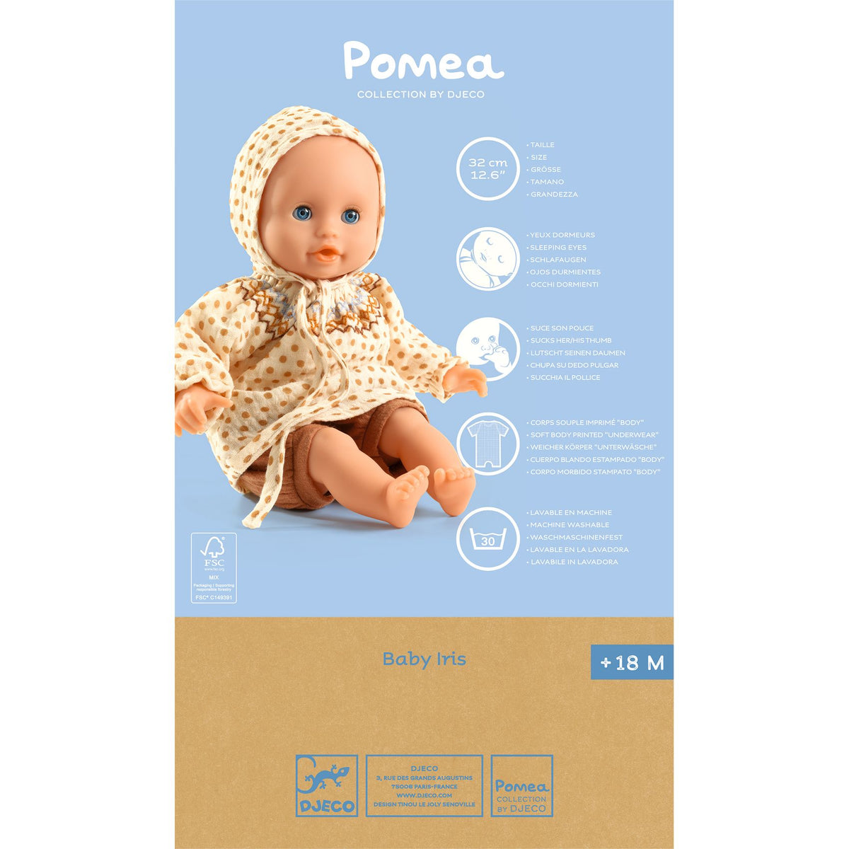 Djeco POMEA Docka Baby Iris (32cm)