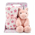 Carlo Baby Presentset Fleecefilt & gosedjur Rosa Enhörning