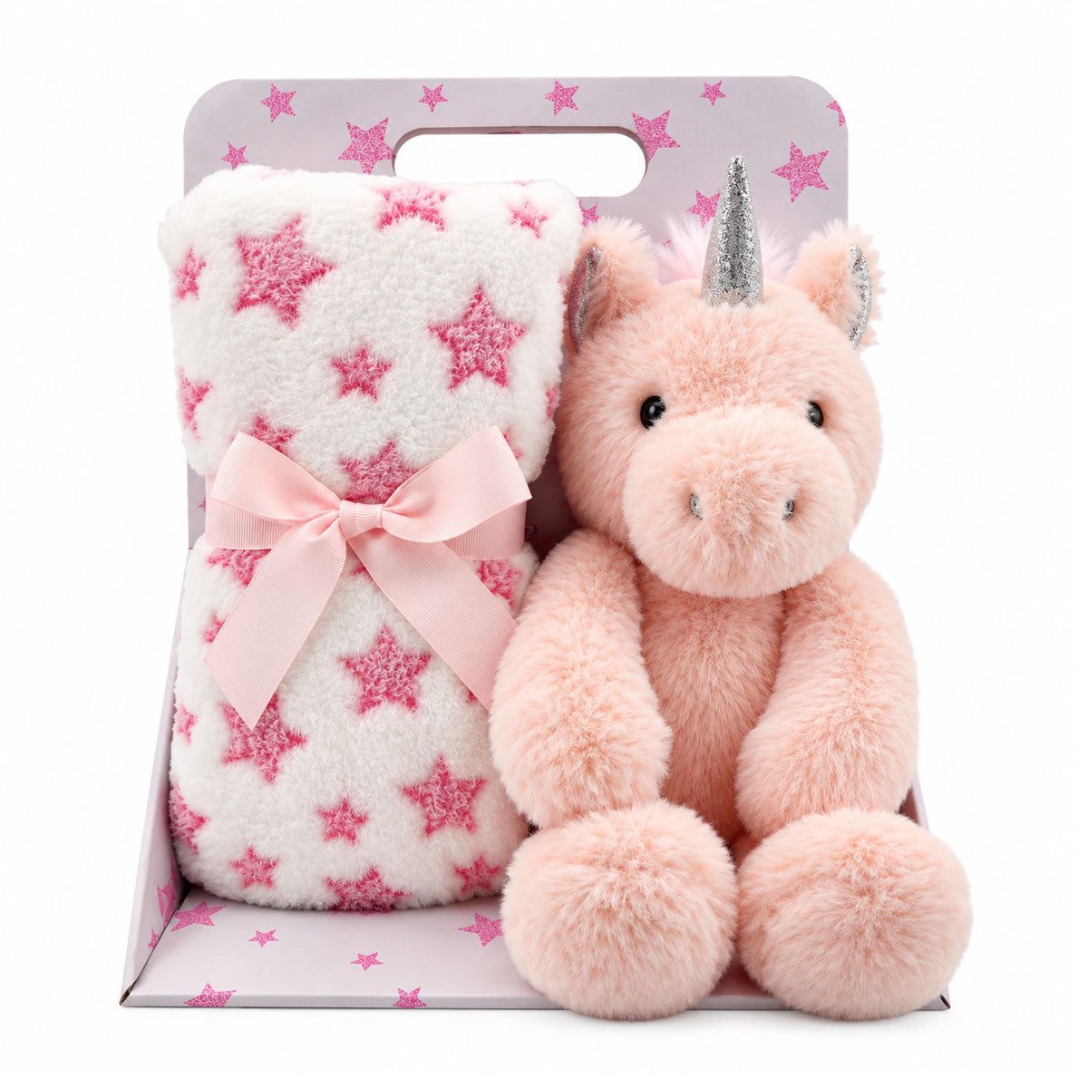 Carlo Baby Presentset Fleecefilt & gosedjur Rosa Enhörning