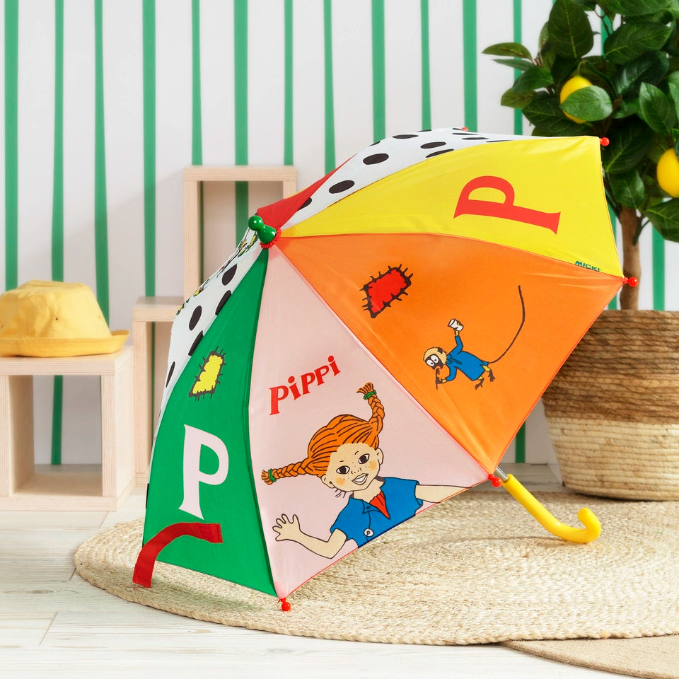 Pippi Paraply med färgglatt motiv
