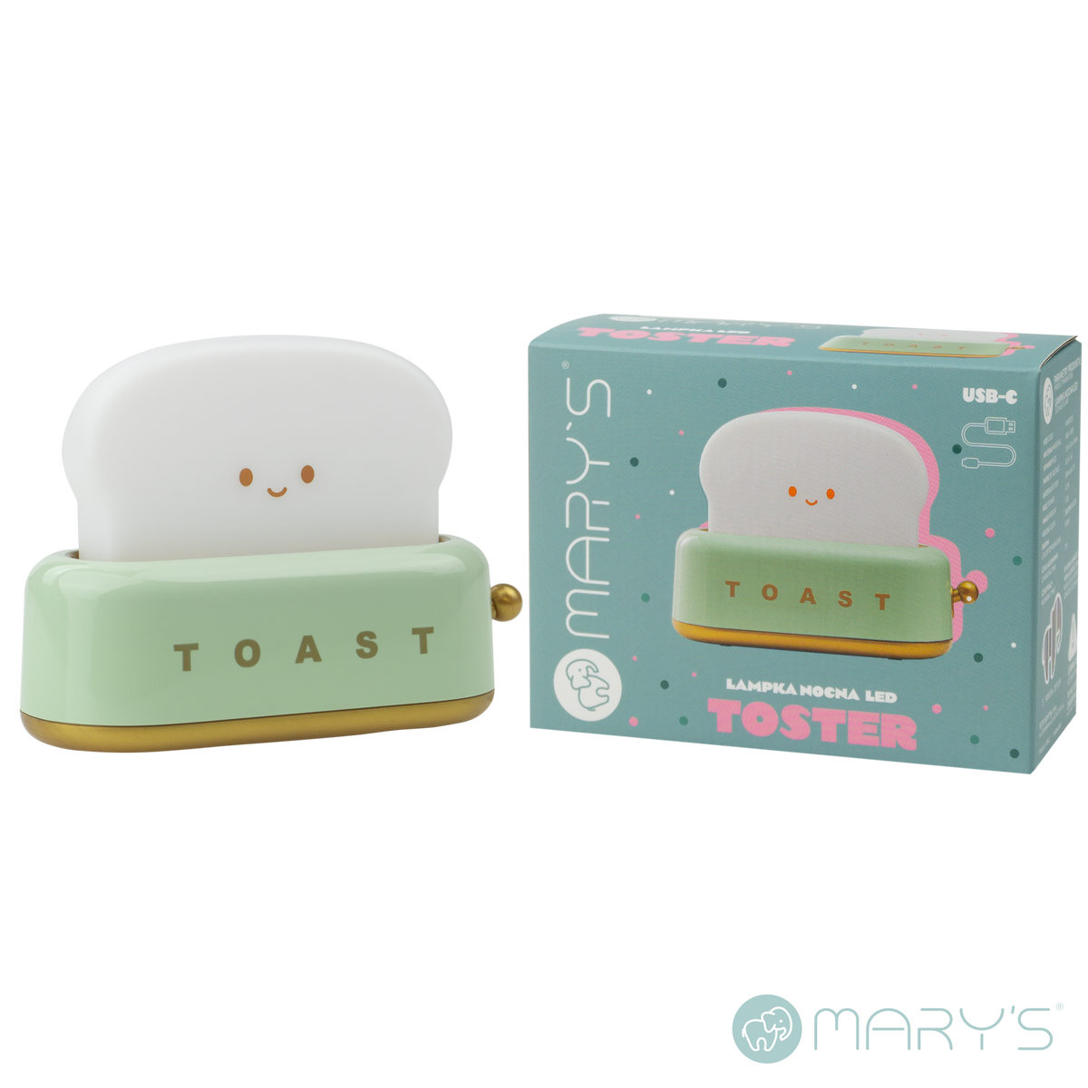 Mary's LED-Nattlampa Toaster Grön (USB-laddning)