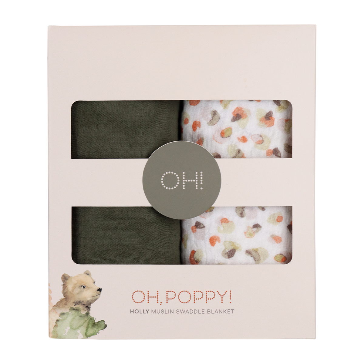 Oh, Poppy! Muslin Snuttefilt Holly Grön (2-pack, 80x100cm)