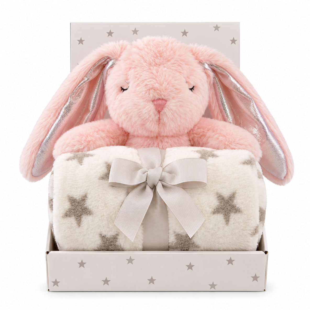 Carlo Baby Presentset Fleecefilt & gosedjur Rosa Kanin