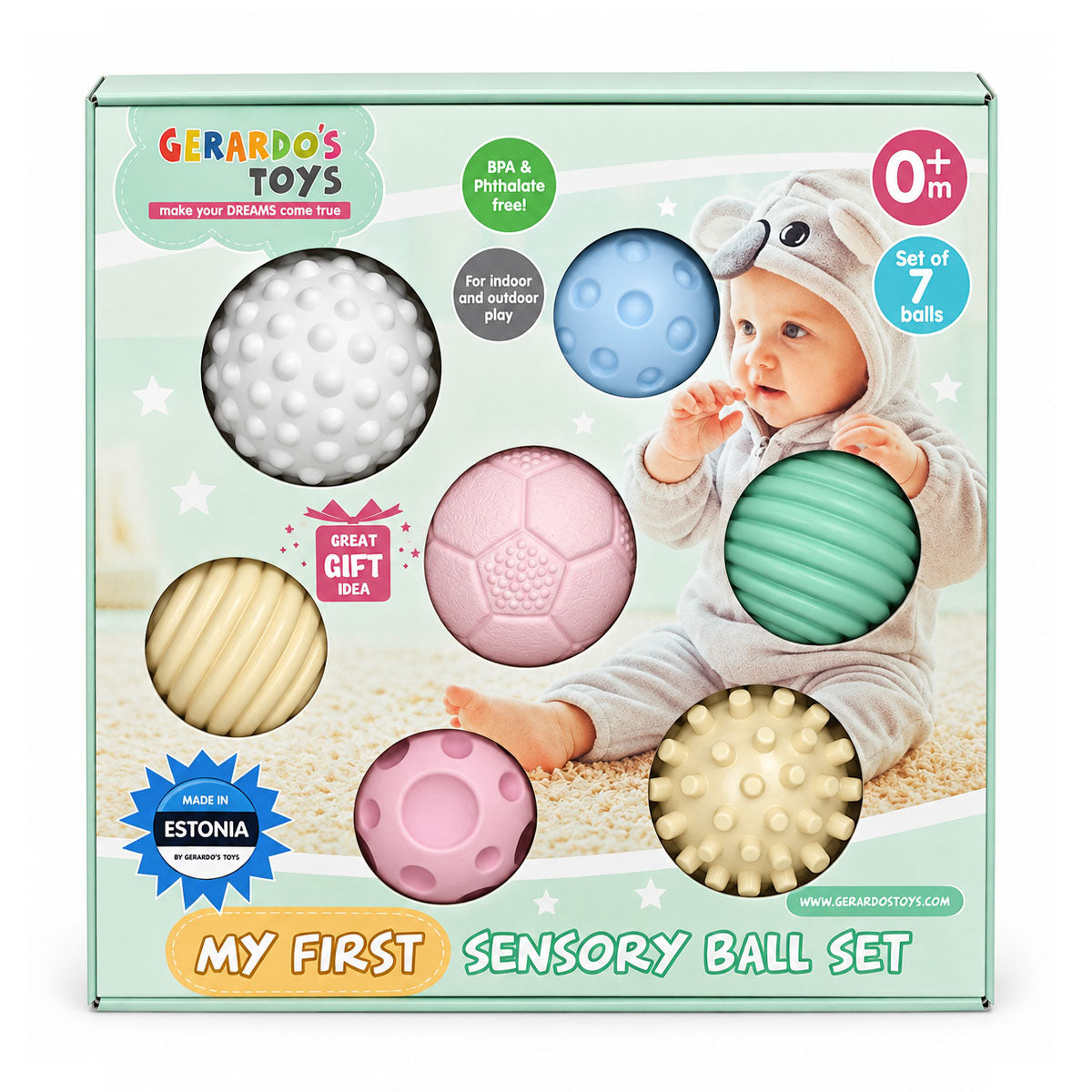 Gerardo Toys Sensoriskt bollset (7-pack)