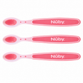 Nuby Mjukkantad värmekänslig sked Rosa +3m (3-pack)